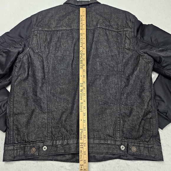 Levis Denim Jacket Thermore Large Black Trucker Snaps Insulated Lined Jean - Picture 9 of 9